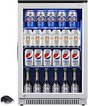 Weili 20 Inch Built in Beverage Refrigerator with Lock, 120 Can Soda Beer Drink Cooler