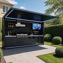 Outdoor Kitchen BBQ Pod with Modular Stainless Steel Barbecue Cabinet, Prefabricated Cooking Set