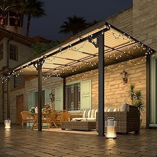 AECOJOY 14' x 10' Gazebo for Patio, Hard Top Lean to Gazebo Pergola with Roof (140 Sq.Ft Shaded)