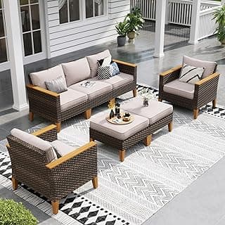 Sophia & William Wicker Patio Furniture Set, 7 Piece Outdoor Rattan Sectional Sofa