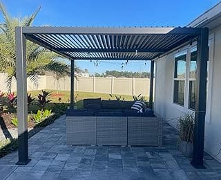PURPLE LEAF Louvered Pergola 10' x 12' Aluminum with Adjustable Louvers Roof and Drainage