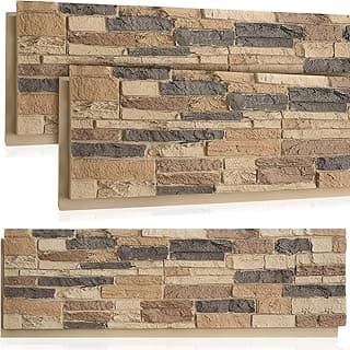 3 Pack Faux Stone Panels Interior 45.6'' x 11.8'' for Veneer Wall Decor