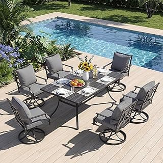 Grand patio 7-Piece Patio Dining Set with Swivel Chairs and Olefin Cushions