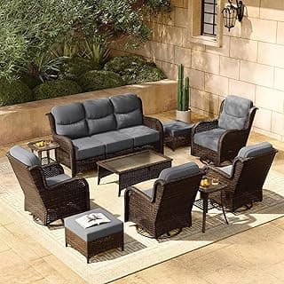 HILLGA 10-Piece Luxury Patio Furniture Set with 6" Thick Cushions, Weather-Resistant Wicker