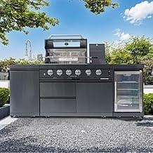 85" Commercial Outdoor Kitchen Grill Island with 4 Burner 72000 BTU BBQ, Sink, Wine Cooler